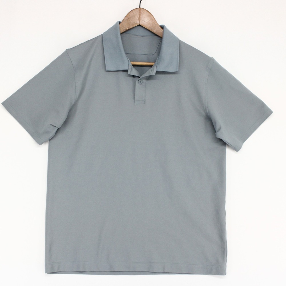 Lululemon Pique Polo Shirt Mens M Grayish Blue Short Sleeve Golf Performance